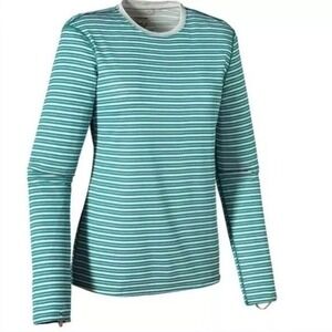 Patagonia Capilene® 3 Midweight‎ Base Layer Womes Size Large Green Stripe Hiking